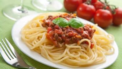 Pasta a la bolognesa.