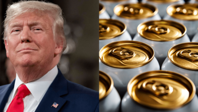 Imagen editada de Trump, y latas de cerveza