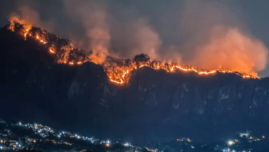 Imagen de incendio forestal en Tepoztlan