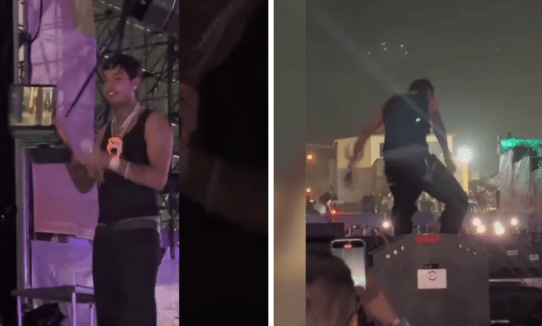 Natanael Cano protagoniza pelea con su DJ y rompe equipo en el cierre del Baja Beach Fest