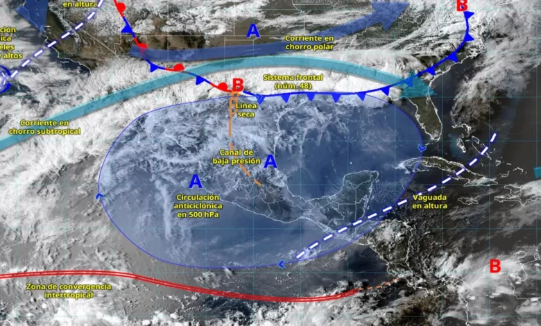 lluvias fuertes y riesgo de torbellinos en el noreste de méxico por nuevo frente frío