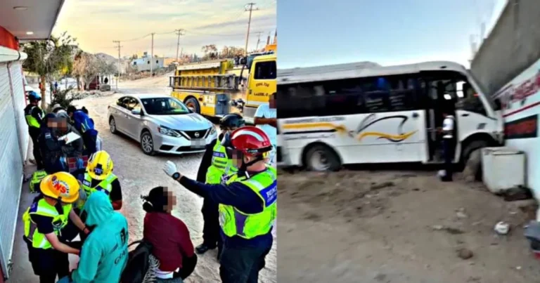 Fuerte choque de camión urbano deja daños materiales y lesionados