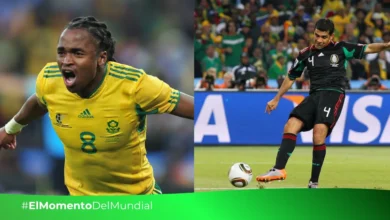 Siphiwe Tshabalala y Rafa Márquez, anotadores de los goles en ese famoso empate 1 a 1 en Johannesburgo (Fotos Getty Images y FIFA)