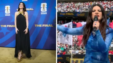 laura pausini emociona en la ceremonia de clausura del mundial 2026 junto a robbie williams y nicole scherzinger