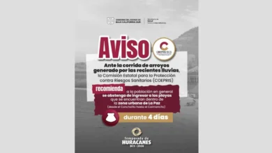 coepris recomienda evitar playas de la paz tras las lluvias